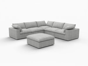 HomeRoots Light Gray Linen Blend Modular L-Shaped Sectional with Storage, Reversible Design & Modern Comfort 716923