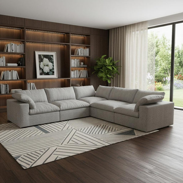 HomeRoots Khaki Modular L-Shaped Corner Sectional Sofa with Storage and Versatile Design for Modern Living Rooms 716924