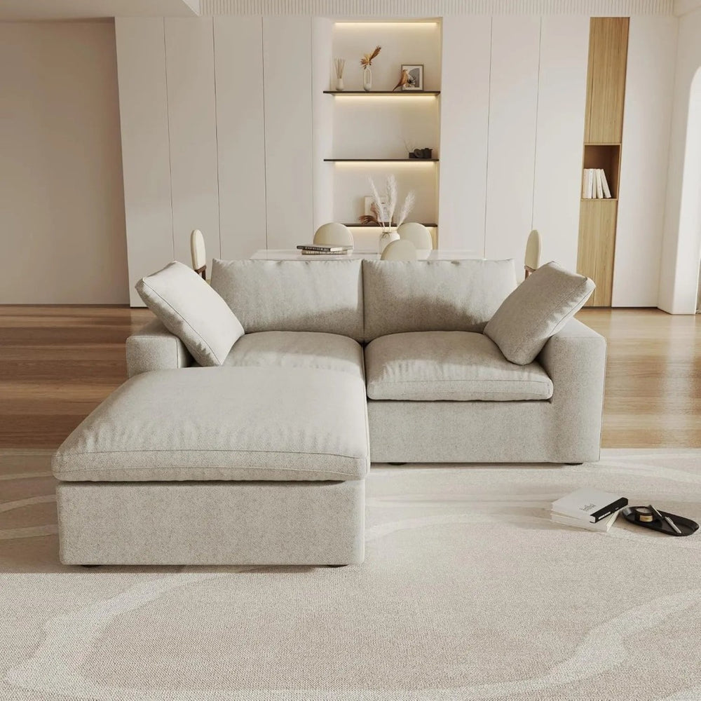 HomeRoots Khaki Modular U-Shaped Six-Piece Sofa Sectional with Storage, Reversible Design & Modern Comfort 716925