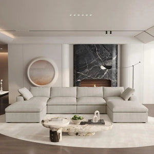 HomeRoots Khaki Modular Six-Piece Sofa Sectional with Reversible Chaise & Ample Storage for Modern Living Rooms 716926