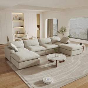HomeRoots Khaki Modular Six-Piece Sofa Sectional with Reversible Chaise & Ample Storage for Modern Living Rooms 716926
