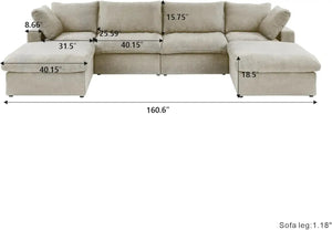 HomeRoots Khaki Modular Six-Piece Sofa Sectional with Reversible Chaise & Ample Storage for Modern Living Rooms 716926