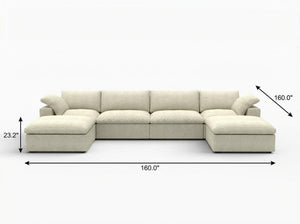 HomeRoots Khaki Modular Six-Piece Sofa Sectional with Reversible Chaise & Ample Storage for Modern Living Rooms 716926