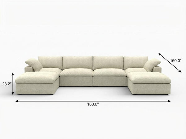 HomeRoots Khaki Modular Six-Piece Sofa Sectional with Reversible Chaise & Ample Storage for Modern Living Rooms 716926