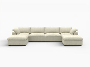HomeRoots Khaki Modular Six-Piece Sofa Sectional with Reversible Chaise & Ample Storage for Modern Living Rooms 716926