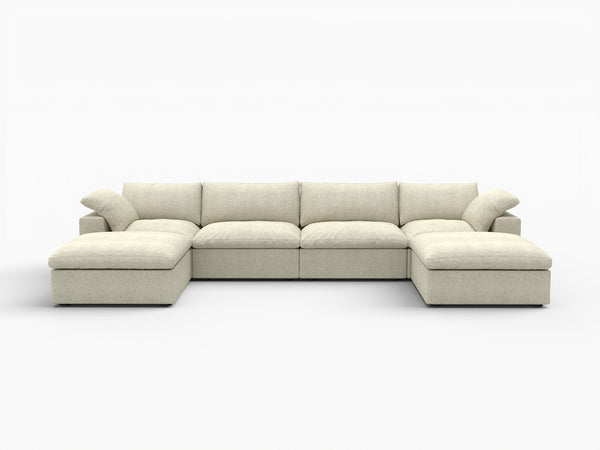 HomeRoots Khaki Modular Six-Piece Sofa Sectional with Reversible Chaise & Ample Storage for Modern Living Rooms 716926