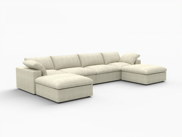 HomeRoots Khaki Modular Six-Piece Sofa Sectional with Reversible Chaise & Ample Storage for Modern Living Rooms 716926
