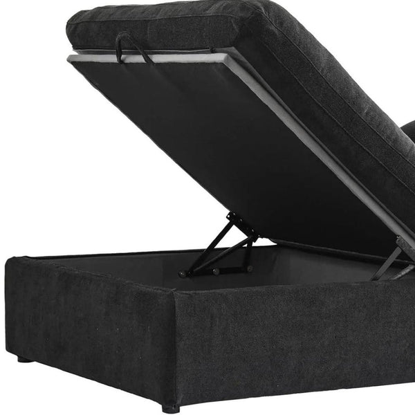 HomeRoots Black Linen Blend Modular L-Shaped Sectional Sofa with Storage - Stylish, Versatile Comfort for Any Room 716929