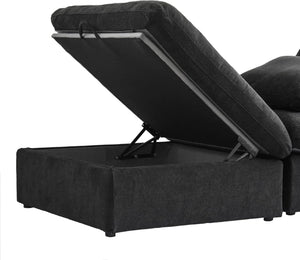 HomeRoots Black Linen Blend Modular L-Shaped Sectional Sofa with Storage - Stylish, Versatile Comfort for Any Room 716929