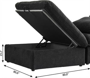 HomeRoots Black Linen Blend Modular L-Shaped Sectional Sofa with Storage - Stylish, Versatile Comfort for Any Room 716929