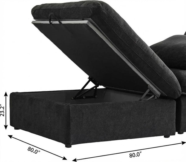 HomeRoots Black Linen Blend Modular L-Shaped Sectional Sofa with Storage - Stylish, Versatile Comfort for Any Room 716929