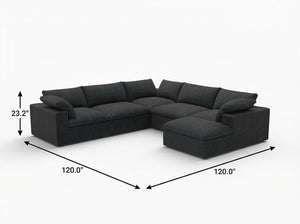 HomeRoots Black Modular L-Shaped Sectional Sofa - Versatile Six-Piece Design with Storage & Modern Comfort 716930