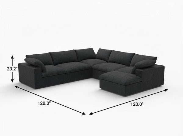 HomeRoots Black Modular L-Shaped Sectional Sofa - Versatile Six-Piece Design with Storage & Modern Comfort 716930
