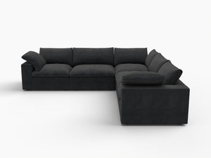 HomeRoots Black Modular L-Shaped Sectional Sofa - Versatile Six-Piece Design with Storage & Modern Comfort 716930