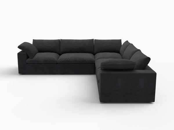 HomeRoots Black Modular L-Shaped Sectional Sofa - Versatile Six-Piece Design with Storage & Modern Comfort 716930