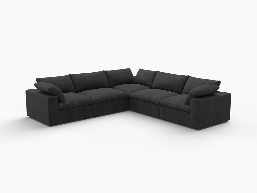 HomeRoots Black Modular L-Shaped Sectional Sofa - Versatile Six-Piece Design with Storage & Modern Comfort 716930