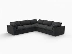 HomeRoots Black Modular L-Shaped Sectional Sofa - Versatile Six-Piece Design with Storage & Modern Comfort 716930