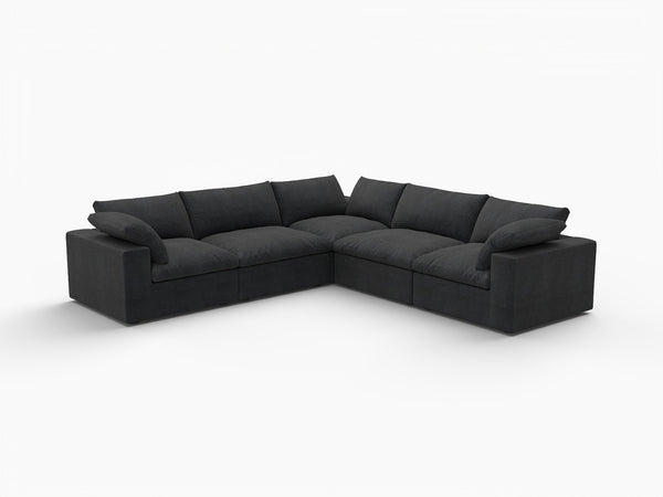 HomeRoots Black Modular L-Shaped Sectional Sofa - Versatile Six-Piece Design with Storage & Modern Comfort 716930