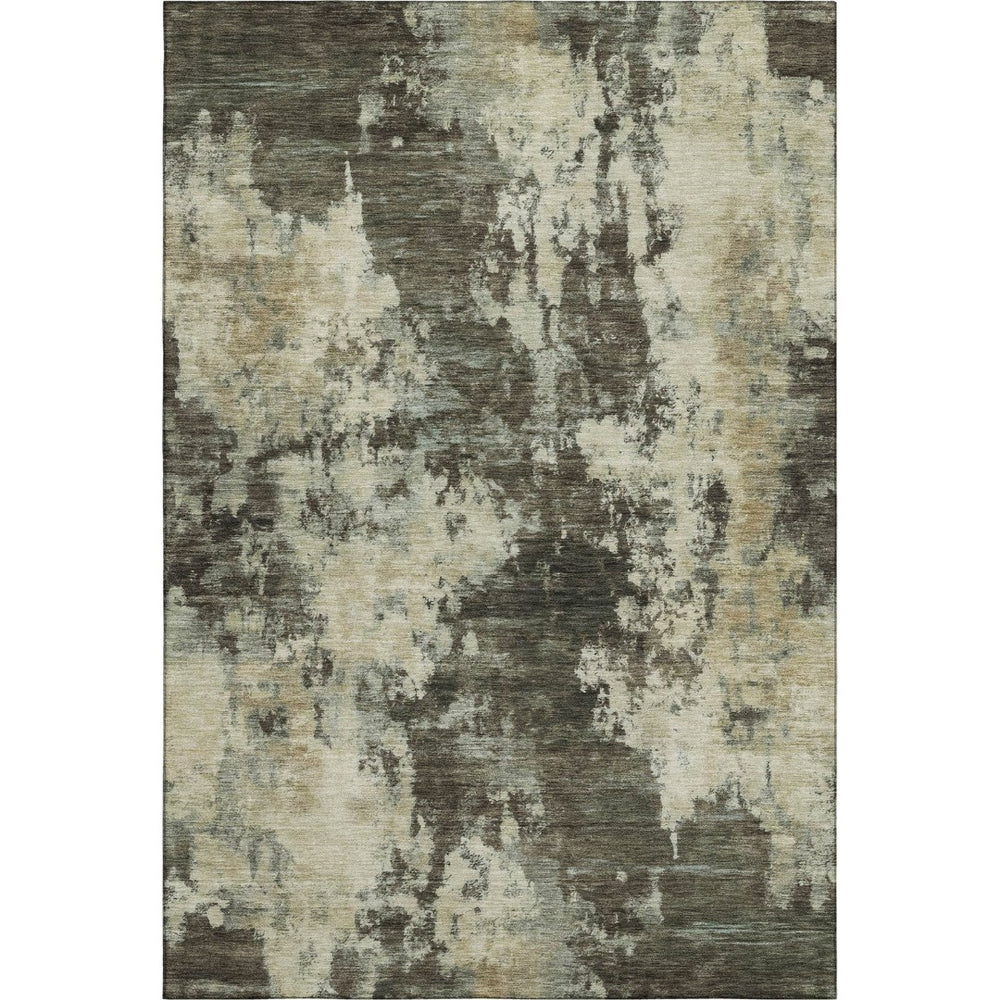 HomeRoots 5' X 8' Brown And Beige Abstract Area Rug – Machine Washable, UV Protected, Ideal for Busy Homes 716932