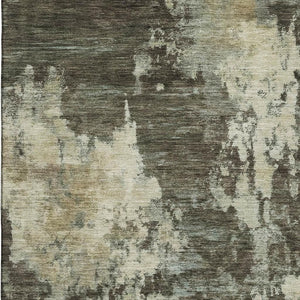 HomeRoots 5' X 8' Brown And Beige Abstract Area Rug – Machine Washable, UV Protected, Ideal for Busy Homes 716932