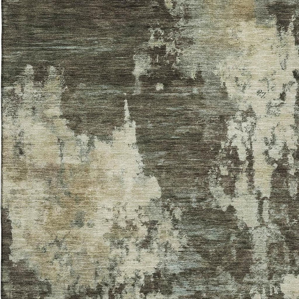 HomeRoots 5' X 8' Brown And Beige Abstract Area Rug – Machine Washable, UV Protected, Ideal for Busy Homes 716932