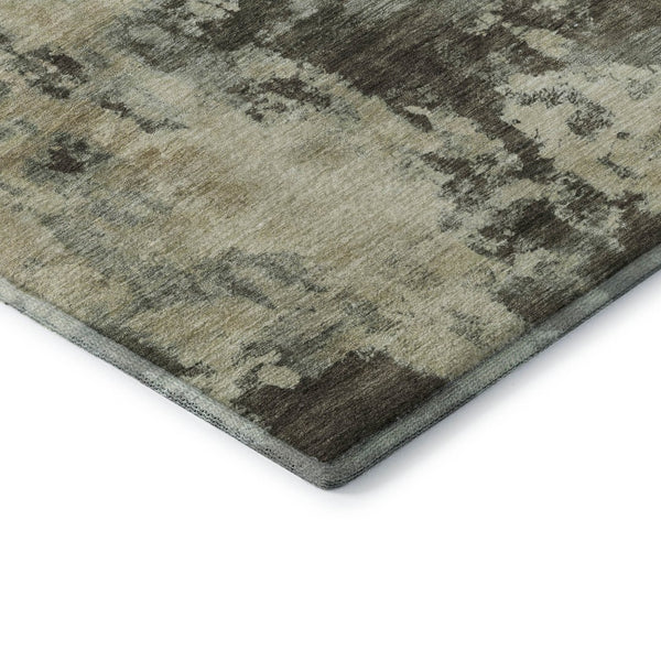 HomeRoots 5' X 8' Brown And Beige Abstract Area Rug – Machine Washable, UV Protected, Ideal for Busy Homes 716932