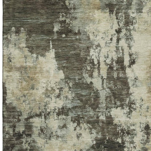 HomeRoots 5' X 8' Brown And Beige Abstract Area Rug – Machine Washable, UV Protected, Ideal for Busy Homes 716932