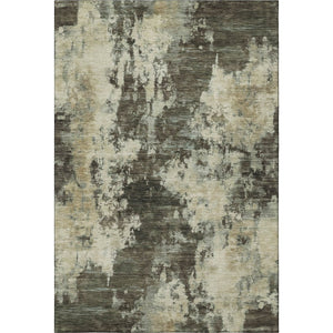 HomeRoots 8' Brown and Beige Abstract Washable Round Rug - Durable, Modern Design with UV Protection & Easy Care 716933