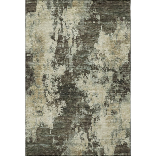 HomeRoots 8' Brown and Beige Abstract Washable Round Rug - Durable, Modern Design with UV Protection & Easy Care 716933