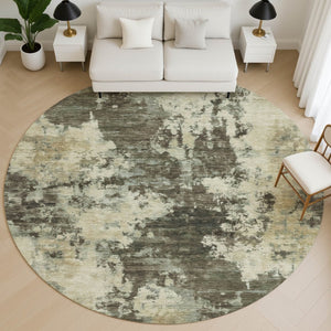 HomeRoots 8' X 10' Brown and Beige Abstract Area Rug - Washable, Stain Resistant, UV Protected for Modern Homes 716934