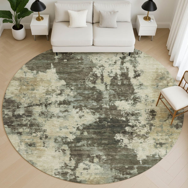 HomeRoots 8' X 10' Brown and Beige Abstract Area Rug - Washable, Stain Resistant, UV Protected for Modern Homes 716934