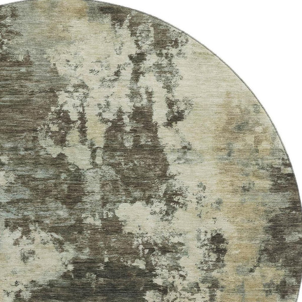 HomeRoots 8' X 10' Brown and Beige Abstract Area Rug - Washable, Stain Resistant, UV Protected for Modern Homes 716934