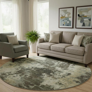 HomeRoots 8' X 10' Brown and Beige Abstract Area Rug - Washable, Stain Resistant, UV Protected for Modern Homes 716934