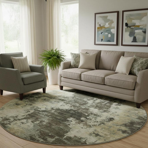 HomeRoots 8' X 10' Brown and Beige Abstract Area Rug - Washable, Stain Resistant, UV Protected for Modern Homes 716934