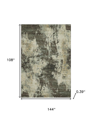 HomeRoots 10' X 14' Brown And Beige Abstract Area Rug – Washable, UV Protected, Stain Resistant for Durability 716936