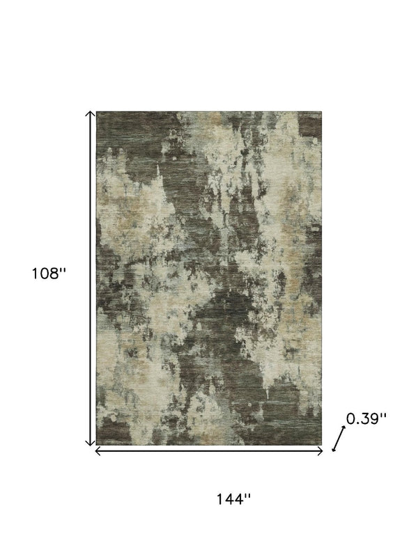 HomeRoots 10' X 14' Brown And Beige Abstract Area Rug – Washable, UV Protected, Stain Resistant for Durability 716936