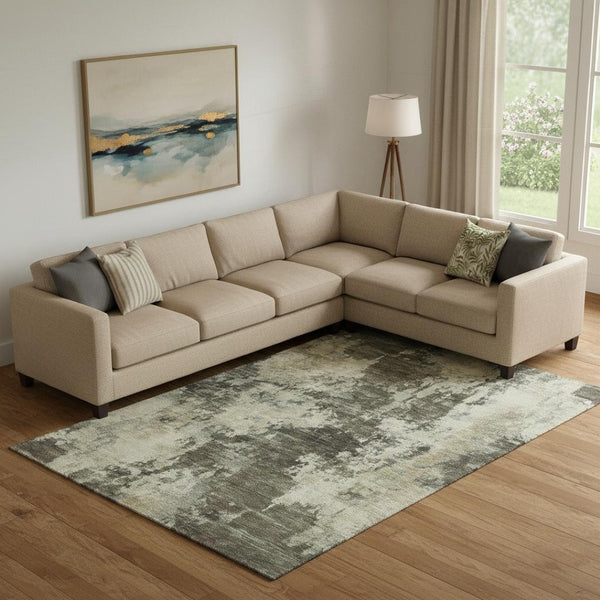 HomeRoots 10' X 14' Brown And Beige Abstract Area Rug – Washable, UV Protected, Stain Resistant for Durability 716936