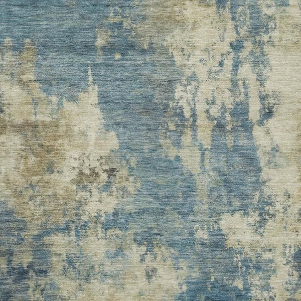 HomeRoots 5' X 8' Washable Blue and Taupe Abstract Area Rug with UV Protection - Durable, Stylish & Easy Care 716938