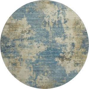 HomeRoots 8' X 10' Blue and Taupe Abstract Area Rug – Washable, UV Protected, Durable & Family-Friendly Decor 716940