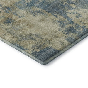 HomeRoots 8' X 10' Blue and Taupe Abstract Area Rug – Washable, UV Protected, Durable & Family-Friendly Decor 716940