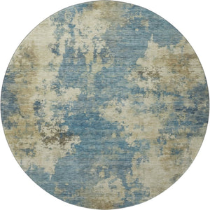 HomeRoots 8' X 10' Blue and Taupe Abstract Area Rug – Washable, UV Protected, Durable & Family-Friendly Decor 716940