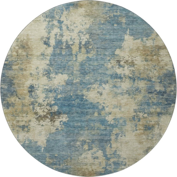 HomeRoots 8' X 10' Blue and Taupe Abstract Area Rug – Washable, UV Protected, Durable & Family-Friendly Decor 716940