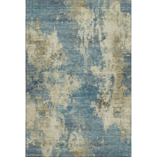 HomeRoots 9' X 12' Blue And Taupe Abstract Area Rug - Durable, Washable & UV Protected for Busy Homes 716941