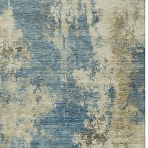 HomeRoots 9' X 12' Blue And Taupe Abstract Area Rug - Durable, Washable & UV Protected for Busy Homes 716941