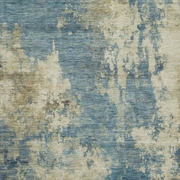 HomeRoots 10' X 14' Blue & Taupe Abstract Area Rug - Durable, Washable, UV-Protected, Ideal for Busy Homes 716942