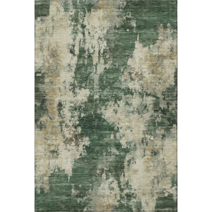 HomeRoots 5' X 8' Fern Green & Beige Abstract Washable Area Rug - Durable, UV-Protected & Easy Care Style! 716944