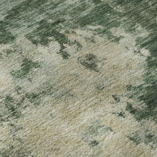 HomeRoots 5' X 8' Fern Green & Beige Abstract Washable Area Rug - Durable, UV-Protected & Easy Care Style! 716944