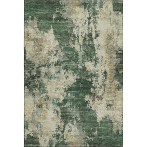 HomeRoots 8' Fern Green Abstract Washable Round Rug – Durable, Stain Resistant & UV Protected for Everyday Use 716945