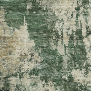 HomeRoots 8' Fern Green Abstract Washable Round Rug – Durable, Stain Resistant & UV Protected for Everyday Use 716945