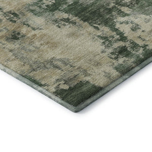 HomeRoots 8' Fern Green Abstract Washable Round Rug – Durable, Stain Resistant & UV Protected for Everyday Use 716945